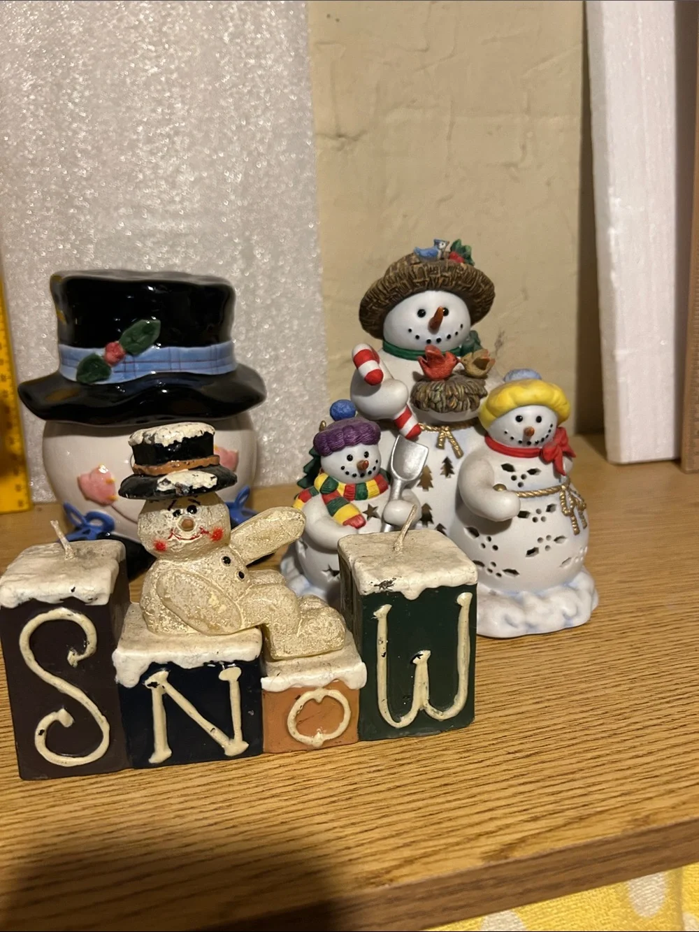 Holiday Snowman Block Décor - White, Green, Black
